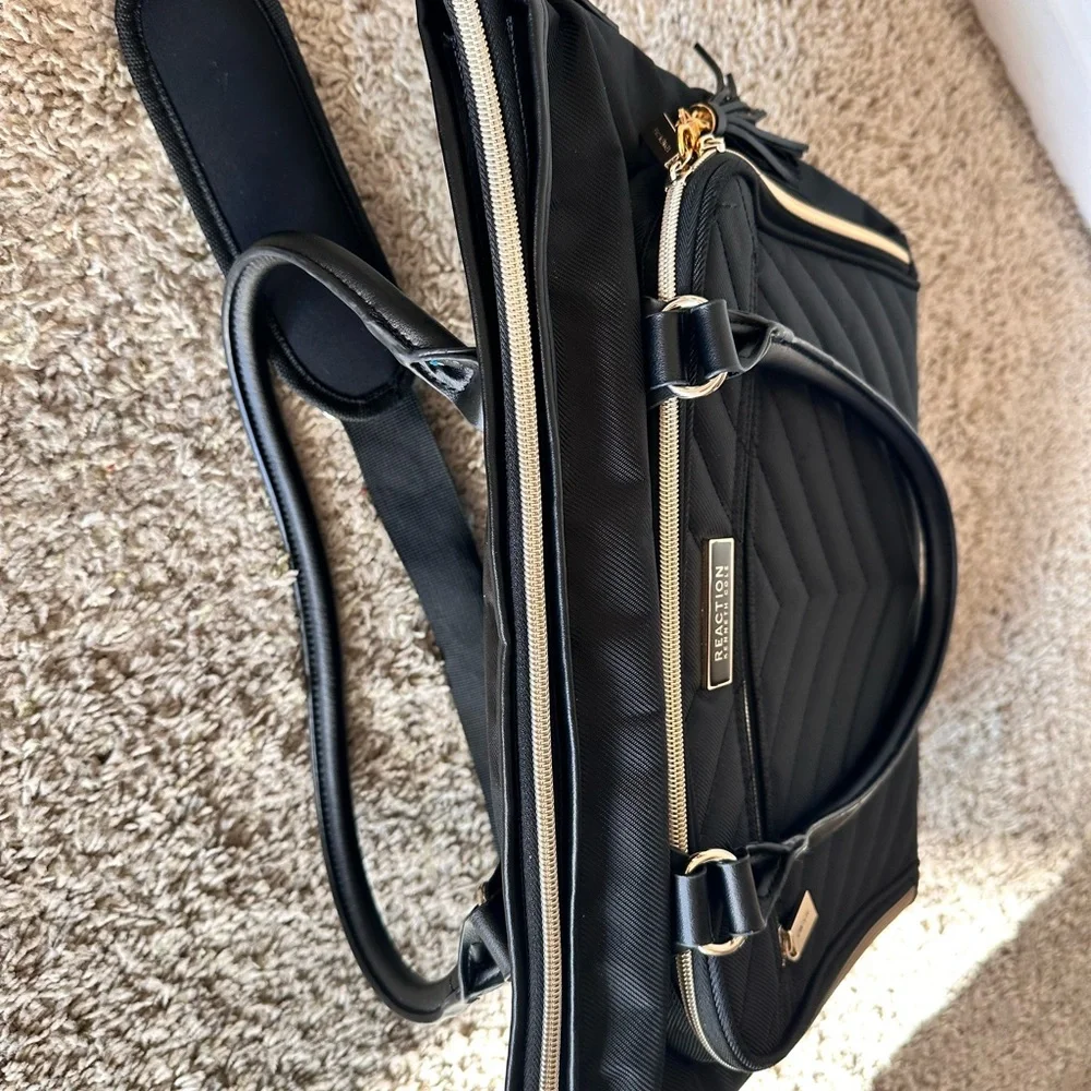 Kenneth Cole Reaction Black Quilted Laptop Bag Classy, black tassel adds style